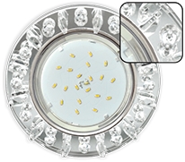 Встраиваемый светильник GX53 Н4 круг с квадратными прозрачными стразами