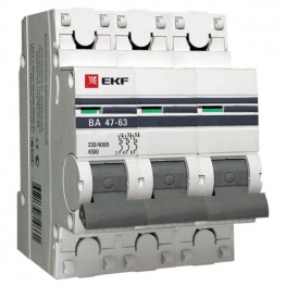Автоматический выключатель 3P 2А (C) 4,5kA ВА 47-63 EKF PROxima