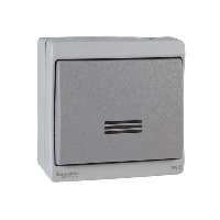 Одноклавишный выключатель о/у ,с подсветкой, серый, в сборе IP55