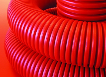 Труба гибкая двустенная д.110мм для кабельной канализации, цвет красный, в бухте 100м., без протяжки