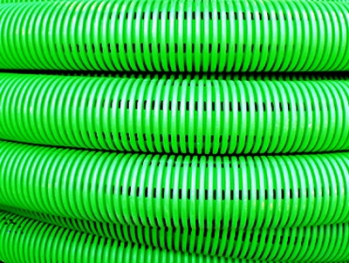 Труба гибкая двустенная дренажная д.125мм, класс SN6, перфорация 360 град, 40 м, цвет зеленый