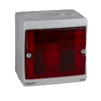 Бокс для сигнальной лампы, красныйое стекло, о/у в сборе, серый IP55