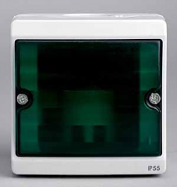 ENN34527 Бокс для сигнальной лампы, зеленое стекло, о/у в сборе, серый IP55
