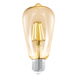 Лампа светодиодная филаментная ST64, 1х4W (E27), Ø64, L140, 2200K, 220lm, янтарь