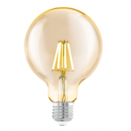 Лампа светодиодная филаментная G95, 1х4W (E27), Ø95, L145, 2200K, 220lm, янтарь