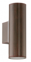 Уличный светодиодный светильник настенный RIGA, 2х3W (GU10), нерж. сталь/коричневый