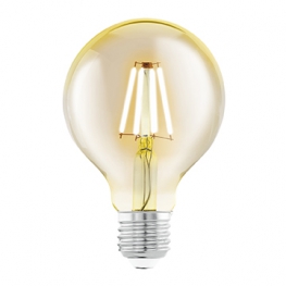 Лампа светодиодная  филаментная G80, 1х4W (E27), Ø80, L118, 2200K, 220lm, янтарь