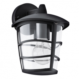 Уличный светильник настенный ALORIA, 1X60W (E27), алюминий, черный/пластик прозрачный