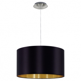 Настольная лампа MASERLO, 1х60W (E27), Ø230, H420, никель матовый/текстиль, черный, золотой