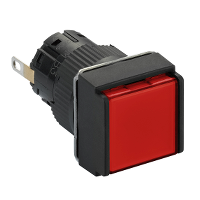 square pilot light O 16 - IP 65 - red - integral LED - 12 V - connector