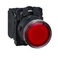 Кнопка 22 мм до 250В красная с подсветкой