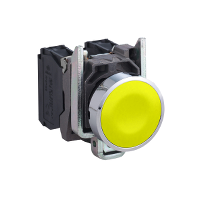 Кнопка 22 мм желтая с возвратом 1НО