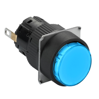 Круглая сигн. лампа O 16 мм со встр. светодиодом - IP65 - синий - 12 В - разъём