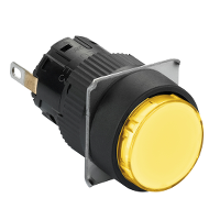 Круглая сигн. лампа O 16 мм со встр. светодиодом - IP65 - жёлт. - 12 В - разъём