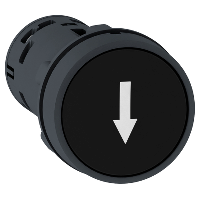 Черная кнопка с потайным толкателем 1НО стрелка вниз      