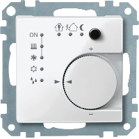 SM, Мультимедийный четырехкнопочный выключатель с терморегулятором белый.