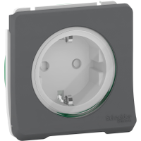 Mureva Styl - power socket-outlet with sideE - 16A 250V - 2P + E with shutters - grey