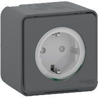 Mureva Styl - power socket-outlet with sideE - 16A 250V - 2P + E with shutters - grey