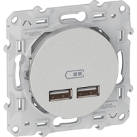 Odace - doube USB charger 2.1 A - aluminium