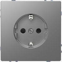 SCHUKO socket-outlet, shutter, screwl. term., stainless steel, System Design