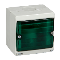 Бокс для сигнальной лампы, зеленыйое стекло, о/у в сборе, серый IP55