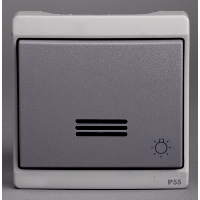 Кнопочный вык-ль с подсвет с симв "свет" комб в блок о/у, серый в сборе IP55