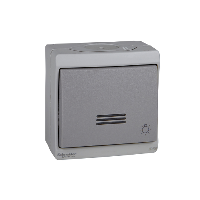 Кнопочный выключатель с подсветкой с символом "свет", 0/у, серый, в сборе, IP55