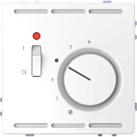 Room temperature controler 24 V w. switch & cen.pl., lotus white, System Design