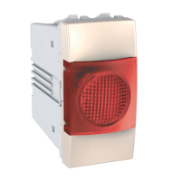 Unica - flat indicator lamp - 220 VAC - 1 m - red - ivory