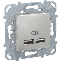 Unica - Double USB charger - 2.1 A - aluminium 
