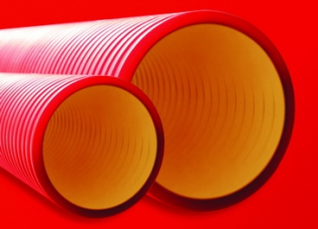 Труба жесткая двустенная для кабельной канализации (12 кПа) д110мм,цвет красный
