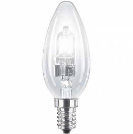 Лампа галогенная в наружной колбе (свеча) - Philips EcoClassic E14 B35 230V прозрачная 42W 630lm - 872790082058400