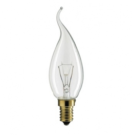 Лампа накаливания свеча на ветру (прозрачная) - Philips Deco 40W E14 230V BXS35 CL 1CT/4X5F 370lm - 871150017580938