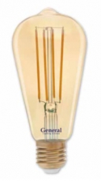 Светодиодная филаментная лампа (декоротивная,золотая) GLDEN-ST64S-8-230-E27-2700 General - 655301