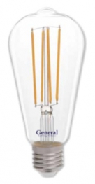 Светодиодная филаментная лампа (декоротивная) GLDEN-ST64S-10-230-E27-2700 General - 655304