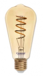 Светодиодная филаментная лампа (декоротивная,золотая) GLDEN-ST64S-7-230-E27-2700 General - 655306