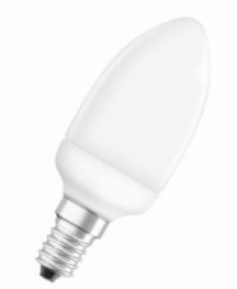 OSRAM компактная люминесцентная лампа DULUXSTAR MINI CANDEL 9W 825 220-240V E27 445Lm d39x129 15000 ч - 4008321946645