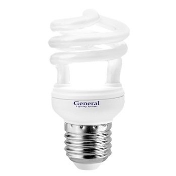 Лампа компактная люминесцентная - General SPIRAL T2 GSP 9 E27 6500 46х81 480-530lm 7107
