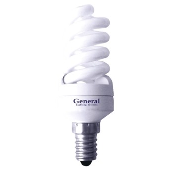 Лампа компактная люминесцентная - General Compact Full Spiral T2 GFSP 13 E14 2700 33x98 7209