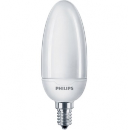 Лампа компактная люминесцентная с внешней колбой (свеча) - Philips Softone Candle B45 230-240V 12W 2700K E14 610lm - 871829168095600