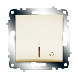 Выключатель 1-клавишный кнопочный ABB COSMO, с подсветкой, скрытый монтаж, кремовый, 619-010300-206