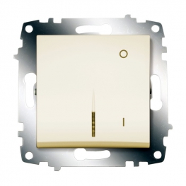 Выключатель 1-клавишный двухполюсный ABB COSMO, с подсветкой, скрытый монтаж, кремовый, 619-010300-236