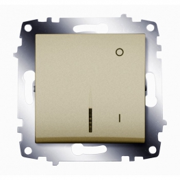 Выключатель 1-клавишный двухполюсный ABB COSMO, с подсветкой, скрытый монтаж, титан, 619-011400-236