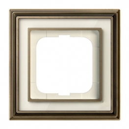Рамка 1 пост ABB ДИНАСТИЯ, античная латунь/белое стекло, 1754-0-4580
