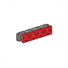 Legrand 77614 Розетка 4х2К+3 Программа Mosaic для монтажа на кабель-каналах с винтовыми зажимами красная