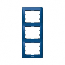 Legrand 771917 Рамка вертикальная 3 поста синий