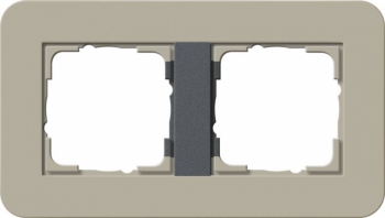 Рамка Gira E3 2 поста с антрацитовой подложкой, цвет светло-бежевый 0212428