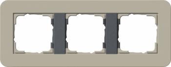 Рамка Gira E3 3 поста с антрацитовой подложкой, цвет светло-бежевый 0213428