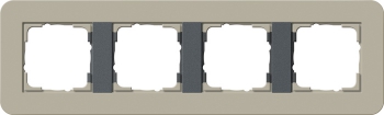 Рамка Gira E3 4 поста с антрацитовой подложкой, цвет светло-бежевый 0214428