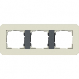Рамка Gira E3 3 поста с антрацитовой подложкой, цвет песочный 0213427